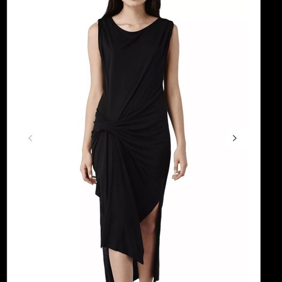 All Saints Riviera draped Dress in black small angora original - Picture 3 of 11